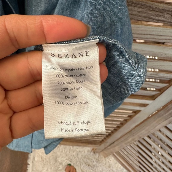 Sezane  Alex Lace Collar Linen Cotton Midi Shirt Dress  Size 38/6 - Picture 10 of 10